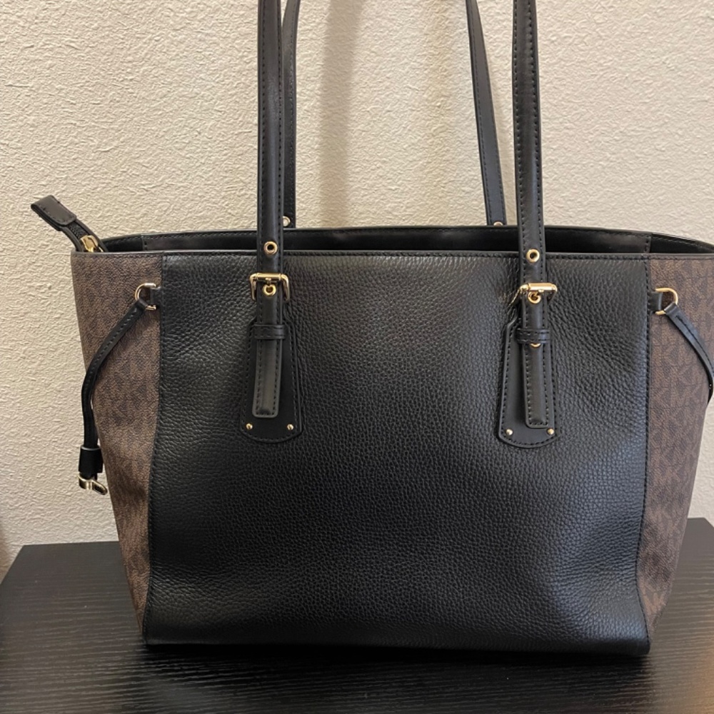 Michael Kors Black Brown Leopard Print Leather Shoulder Bag - Picture 3 of 4